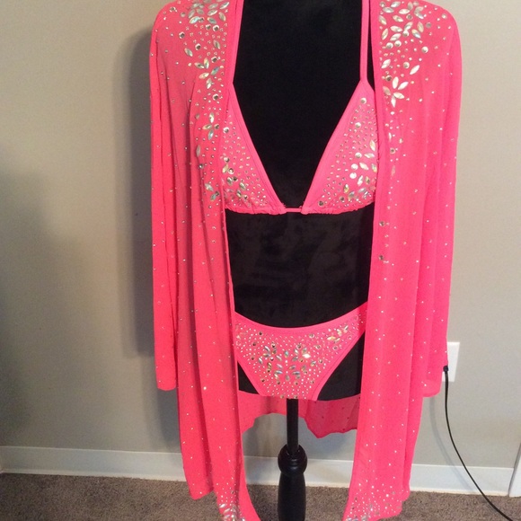 3 piece rhinestone swimsuit - Picture 2 of 7